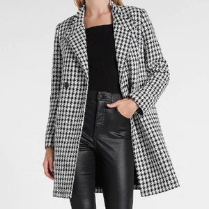 Express Women's Houndstooth Boucle Double Breasted Car Coat Size XS